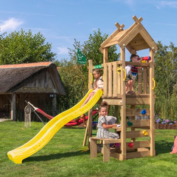 Jungle Gym Teepee legetrn komplet inkl. gul rutschebane