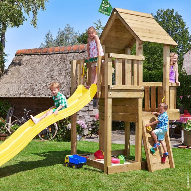 Jungle Gym Cubby legetrn komplet inkl. gul rutschebane