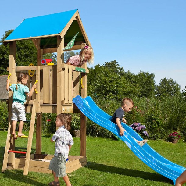 Jungle Gym Castle legetrn komplet inkl. bl rutschebane