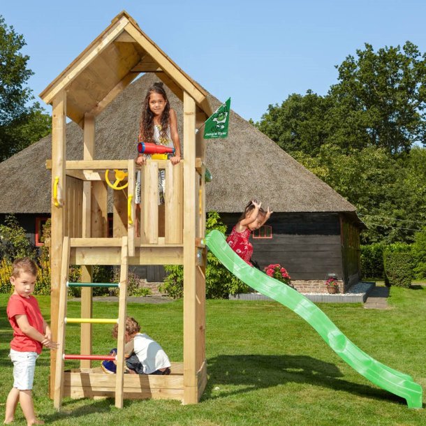 Jungle Gym Club legetrn komplet inkl. grn rutschebane