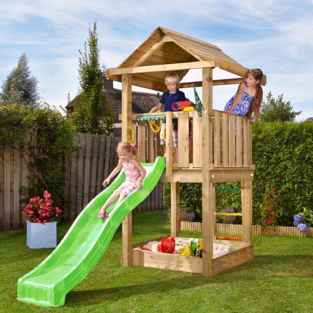 Jungle Gym House legetrn komplet inkl. grn rutschebane