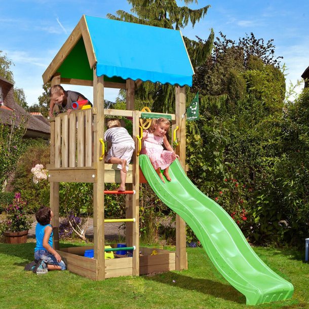 Jungle Gym Home legetrn komplet inkl. grn rutschebane