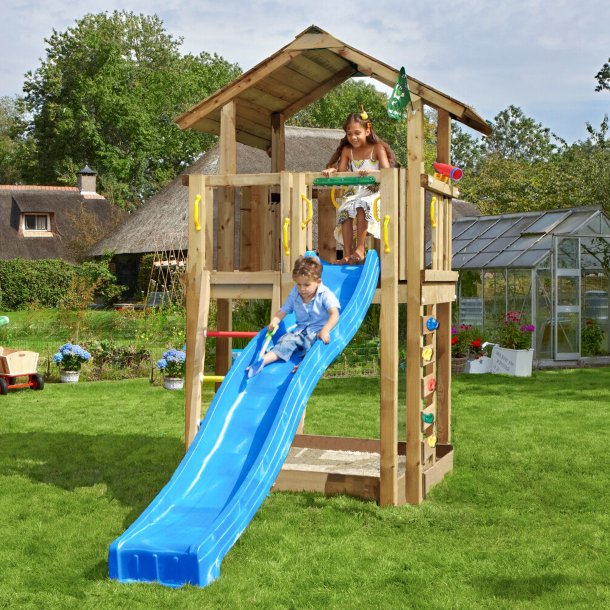 Jungle Gym Chalet 2.1 legetrn komplet inkl. bl rutschebane