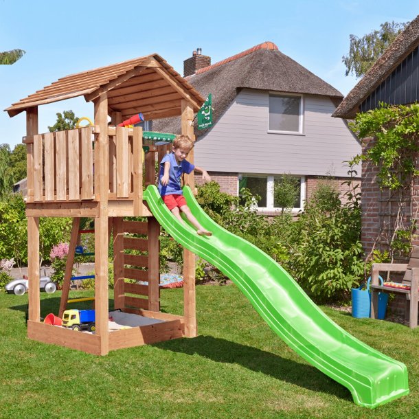 Jungle Gym Cottage 2.1 legetrn komplet inkl. grn rutschebane