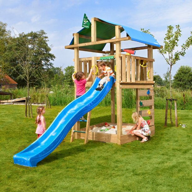 Jungle Gym Fort 2.1 legetrn komplet inkl. grn rutschebane