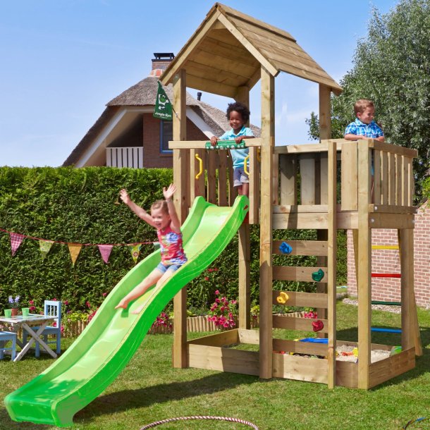 Jungle Gym Mansion 2.1 legetrn komplet inkl. grn rutsjebane